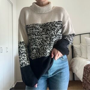 Shannon Passero Cotton Cream and Black Turtleneck Sweater